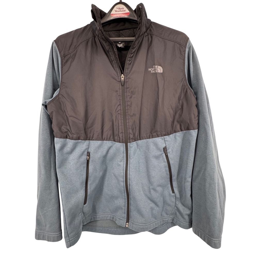 The North Face Mens Full Zip Hybrid Fleece Ripstop Jacket Grey Black‎ Medium